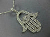 LARGE 1.03CT DIAMOND 14KT WHITE GOLD HAMSA LUCKY PENDANT #22067