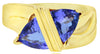 2.15CT AAA TANZANITE 14K YELLOW GOLD 3D CLASSIC DOUBLE TRILLION CRISS CROSS RING