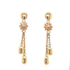 ESTATE .05CT DIAMOND 18K WHITE & ROSE GOLD 3D FLOWER CHANDELIER HANGING EARRINGS