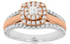 ESTATE .75CT DIAMOND 14K WHITE & ROSE GOLD 3D FLOWER SQUARE FRIENDSHIP LOVE RING