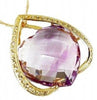LARGE 10.05CT DIAMOND & AAA AMETHYST 14KT YELLOW GOLD DOUBLE HEART SHAPE PENDANT