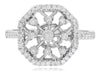 ESTATE WIDE .51CT DIAMOND 14KT WHITE GOLD 3D FLOWER SNOWFLAKE OCTAGON FUN RING