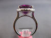 LARGE 4.48CT DIAMOND & AAA RHODOLITE 18K WHITE GOLD OVAL & ROUND ENGAGEMENT RING