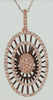 ESTATE LARGE .65CT DIAMOND 14KT ROSE GOLD 3D OVAL FLORAL FUN FLOATING PENDANT
