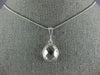 ESTATE AAA CRYSTAL 14KT WHITE GOLD 3D CLASSIC BEZEL OVAL PENDANT