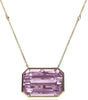 EXTRA LARGE 76.31CT DIAMOND & AAA KUNZITE 18KT YELLOW GOLD OCTAGON LOVE NECKLACE