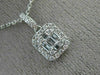 ESTATE .31CT DIAMOND 18K WHITE GOLD 3D CLUSTER INVISIBLE SQUARE FLOATING PENDANT