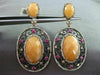 ANTIQUE LARGE 3.12CT DIAMOND & MULTI GEM 14K ROSE & BLACK GOLD FILIGREE EARRINGS