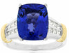LARGE 6.1CT DIAMOND & AAA TANZANITE 14KT YELLOW GOLD CUSHION CUT ENGAGEMENT RING
