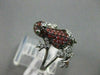 ESTATE WIDE .84CTW EMERALD GARNET & DIAMOND 18KT WHITE GOLD FUN FROG RING