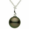 ESTATE .10CT DIAMOND & AAA TAHITIAN PEARL 14KT WHITE GOLD 3 STONE FLOWER PENDANT