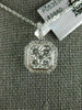 ESTATE LARGE .74CT DIAMOND 18KT WHITE GOLD SQUARE CLUSTER HALO FLOATING PENDANT