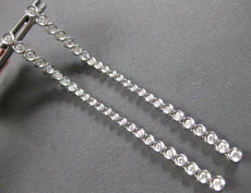ESTATE LONG .81CT DIAMOND 14K WHITE GOLD 3D CLASSIC BEZEL ROUND HANGING EARRINGS