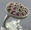 WIDE 1.28CT DIAMOND & AAA RUBY 14KT WHITE GOLD CIRCULAR OPEN FILIGREE FUN RING