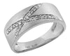 ESTATE WIDE .18CT DIAMOND 14K WHITE 3D GOLD CRISS CROSS MATTE & SHINY X FUN RING