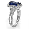 4.98CT DIAMOND & AAA SAPPHIRE 18K WHITE GOLD EMERALD CUT & ROUND ENGAGEMENT RING