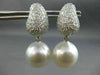 LARGE 2.50CT DIAMOND & AAA SOUTH SEA PEARLS 18K WHITE GOLD PAVE HANGING EARRINGS