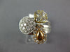 ESTATE WIDE 1.02CT DIAMOND 18KT TRI COLOR GOLD 3D CLUSTER MULTI SHAPE FUN RING