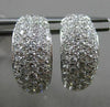 ESTATE WIDE & LARGE 2.98CT DIAMOND 18K WHITE GOLD MULTI ROW HUGGIE HOOP EARRINGS