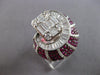 EXTRA LARGE 5.39CT DIAMOND & AAA RUBY 18K WHITE GOLD SEMI CRESCENT COCKTAIL RING