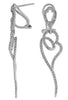LARGE .58CT DIAMOND 14KT WHITE GOLD 3D DOUBLE HEART LOVE KNOT CLIP ON EARRINGS