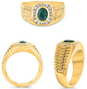 WIDE 1.04CT DIAMOND & AAA EMERALD 18KT YELLOW GOLD OVAL & ROUND SQUARE MENS RING