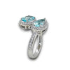 LARGE 2.84CT DIAMOND & AAA PARAIBA TOURMALINE 18K WHITE GOLD 3D CRISS CROSS RING
