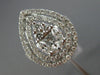 LARGE 18KT WHITE GOLD ENGAGEMENT RING. 3D CLUSTER PEAR SHAPE DOUBLE HALO DESIGN