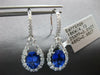 3.99CT DIAMOND & AAA SAPPHIRE 18KT WHITE GOLD 3D OVAL TEAR DROP HANGING EARRINGS