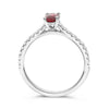 ESTATE .83CT DIAMOND & AAA RUBY 14KT WHITE GOLD 3D OVAL & ROUND ENGAGEMENT RING