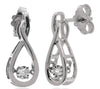 .06CT DIAMOND 18KT WHITE GOLD SOLITAIRE SEMI INFINITY TEAR DROP HANGING EARRINGS