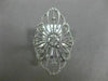 ESTATE LARGE .36CT ROUND DIAMOND 14KT WHITE GOLD OPEN FILIGREE FLOWER LOVE RING
