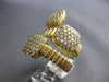 LARGE 1.44CT DIAMOND 14KT YELLOW GOLD 3D CLUSTER SQUARE FLEXIBLE SNAKE FUN RING