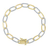 ESTATE 1.50CT DIAMOND 14KT WHITE & YELLOW GOLD CLASSIC OVAL LINK TENNIS BRACELET