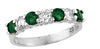 0.73CT DIAMOND & AAA EMERALD 14KT WHITE GOLD 3D 7 STONE ROUND ANNIVERSARY RING