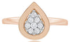 ESTATE .17CT DIAMOND 18KT ROSE GOLD 3D ROUND CLASSIC CLUSTER TEAR DROP LOVE RING