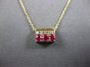 SMALL .37CT DIAMOND & AAA RUBY 14KT YELLOW GOLD 3D SQUARE FUN FLOATING PENDANT