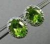 ESTATE 2.04CT DIAMOND & AAA PERIDOT 14KT WHITE GOLD CLASSIC HALO STUD EARRINGS