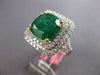 EXTRA LARGE 7.75CT DIAMOND & AAA EMERALD 18K 2 TONE GOLD CUSHION ENGAGEMENT RING