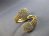 LARGE .95CT DIAMOND 14KT YELLOW GOLD CLUSTER DOUBLE SQUARE CRISS CROSS FUN RING