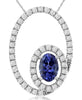 .83CT DIAMOND & AAA TANZANITE 14KT WHITE GOLD OVAL & ROUND FUN FLOATING PENDANT