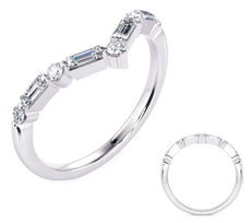ESTATE .32CT DIAMOND 14KT WHITE GOLD 3D CLASSIC V SHAPE WEDDING ANNIVERSARY RING