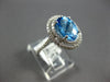 LARGE 3.48CT DIAMOND & AAA BLUE TOPAZ 14K WHITE GOLD DOUBLE HALO ENGAGEMENT RING