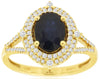 1.78CT DIAMOND & AAA SAPPHIRE 14KT YELLOW GOLD 3D OVAL & ROUND DOUBLE HALO RING