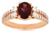 ESTATE 2.2CT DIAMOND & AAA RHODOLITE 14KT ROSE GOLD OVAL & ROUND ENGAGEMENT RING