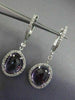 ESTATE 3.82CT DIAMOND & AAA AMETHYST 14K WHITE GOLD HALO ETOILE HANGING EARRINGS