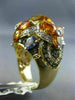 25.2CT WHITE CHOCOLATE FANCY DIAMOND AAA SAPPHIRE & CITRINE 14K YELLOW GOLD RING