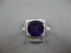 LARGE 4CT DIAMOND & AAA AMETHYST 14KT WHITE GOLD CUSHION & ROUND ENGAGEMENT RING