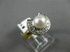 ESTATE DIAMOND 6MM SOUTH SEA PEARL 14K 2 TONE GOLD HALF MOON COCKTAIL RING 21072
