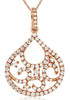 .45CT DIAMOND 14KT ROSE GOLD ROUND OPEN FILIGREE TEAR DROP FUN FLOATING PENDANT